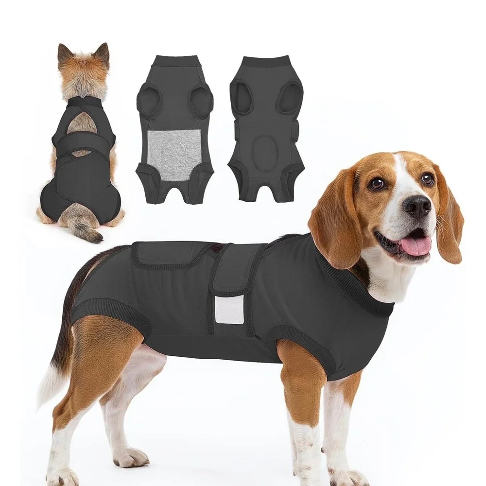 Dog Recovery Suit Small Dark Gray Post Surgery Abdominal Wound Protector Shirt